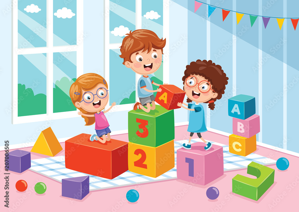Vector Illustration Of Preschool Children
