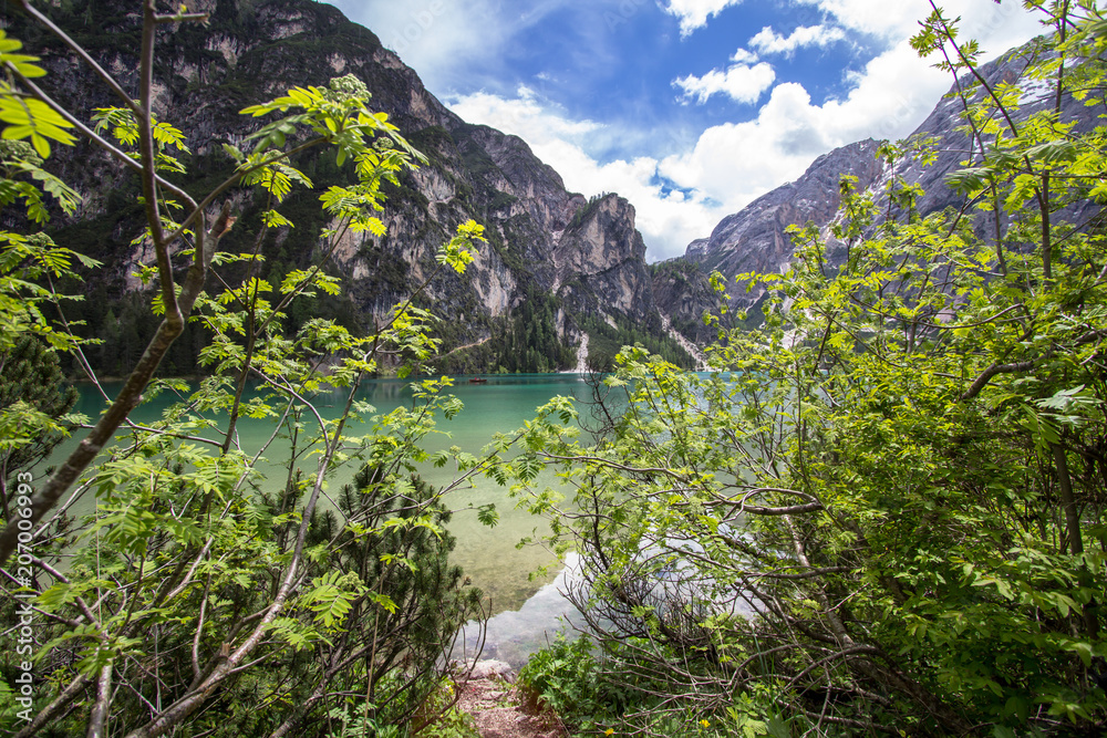 Lake Braies in Dolomites, Italy Lake Braies in Dolomites, Italy