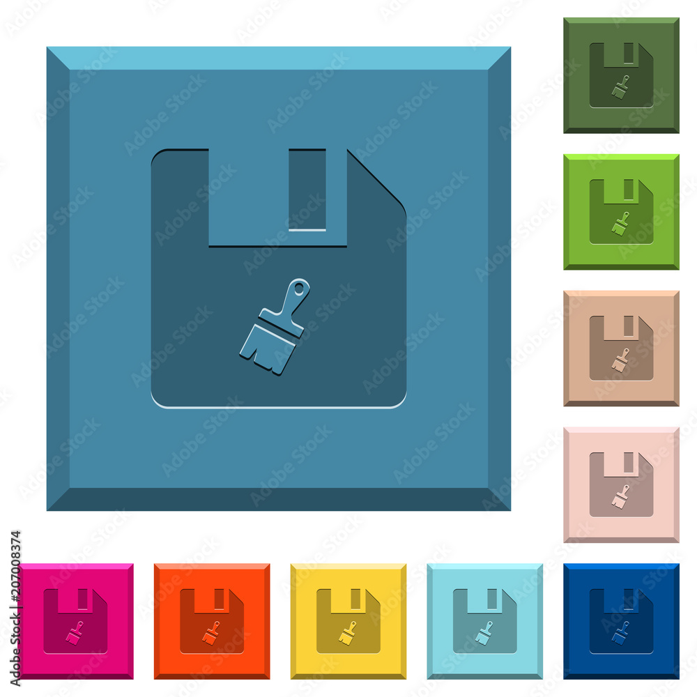 Paste file engraved icons on edged square buttons Paste file engraved icons on edged square buttons