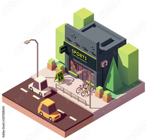Vector isometric sports and fitness store