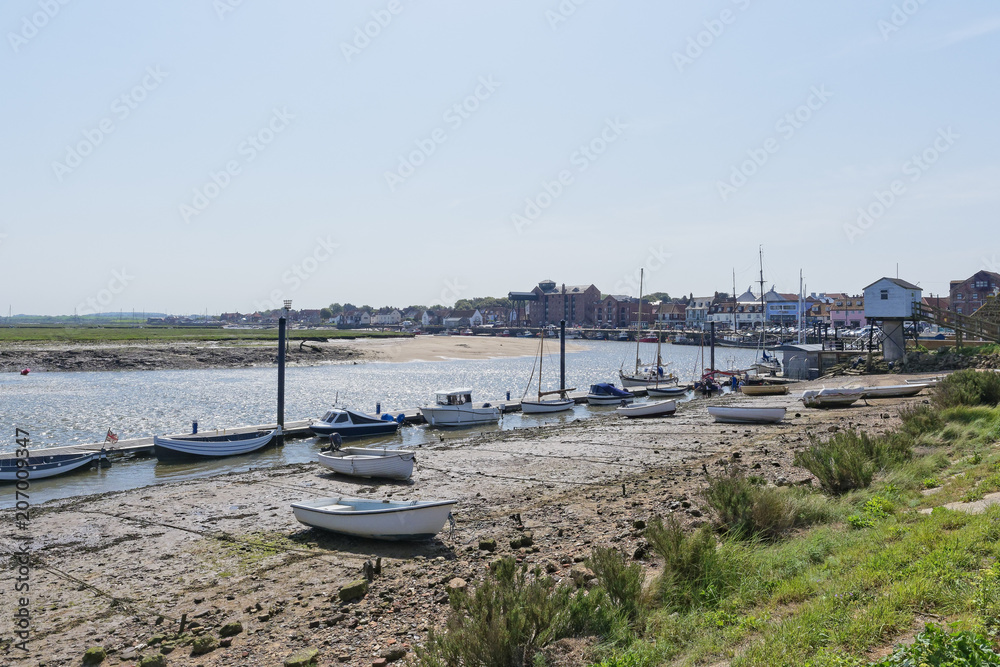 Fototapeta premium Wells-next the -Sea harbour and quayside at low tide