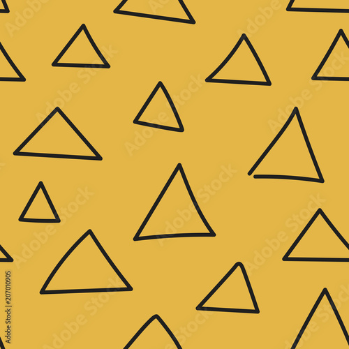black triangle on yellow background, abstract seamless pattern