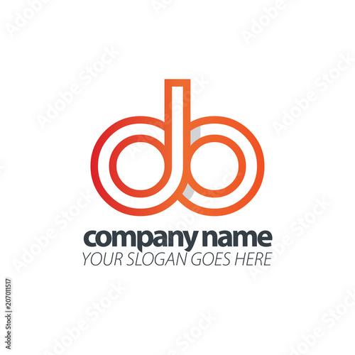 Initial Letter DB Lowercase. Linked Rounded Design Logo.