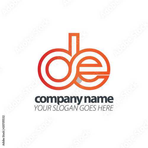 Initial Letter DE Lowercase. Linked Rounded Design Logo.