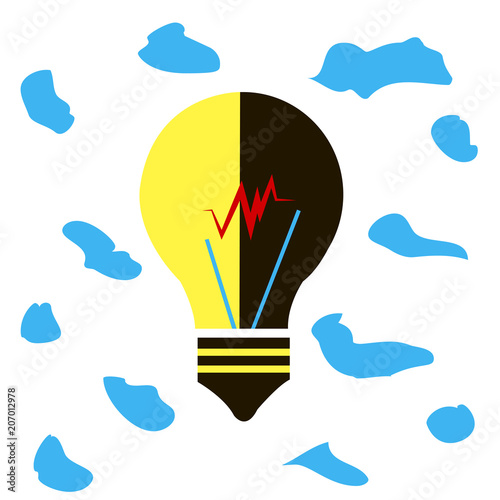 Lamp of ideas with black and yellow color