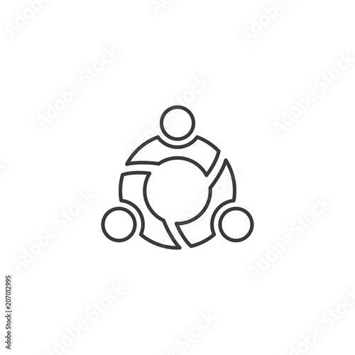 line teamwork, family icon on white background