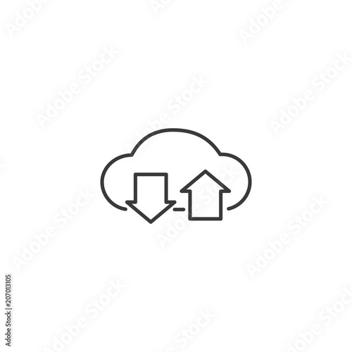 line cloud upload and download icon on white background