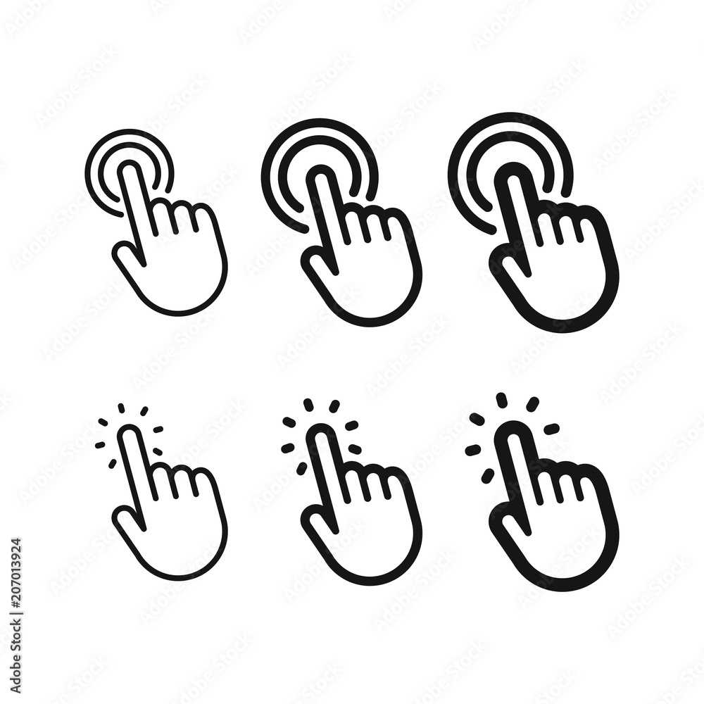 Hand click icon set Hand click icon set