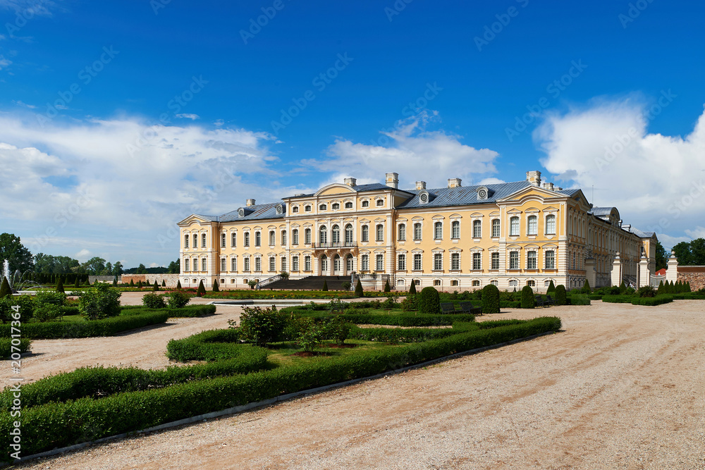 Rundale palace in Latvia. It is made in baroque style. Famous attraction place for tourists.