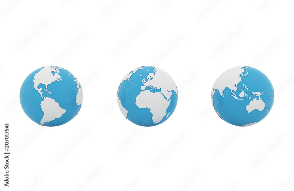 Set of 3d earth globe isolated on white background Set of 3d earth globe isolated on white background