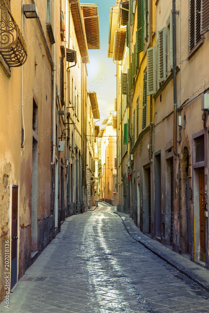 Cozy narrow street in Florence. Tuscany, Italy