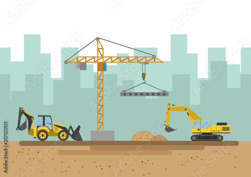Vector illustration. Construction site. Flat design.