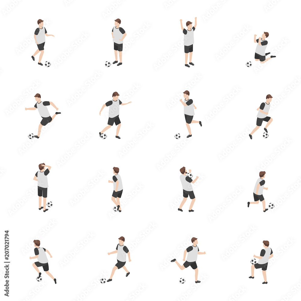 Cartoon Characters Soccer Player Set. Vector Cartoon Characters Soccer Player Set. Vector
