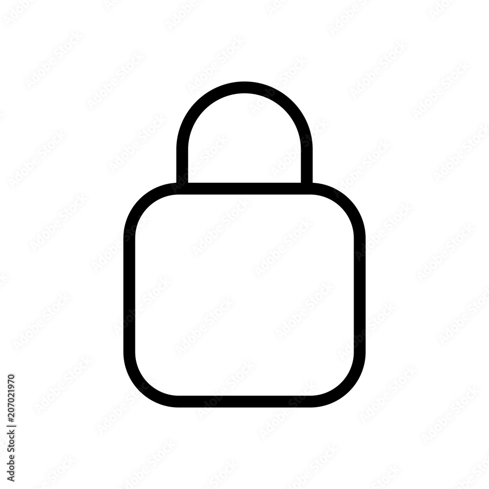 Simple lock icon. Linear symbol, thin outline Simple lock icon. Linear symbol, thin outline