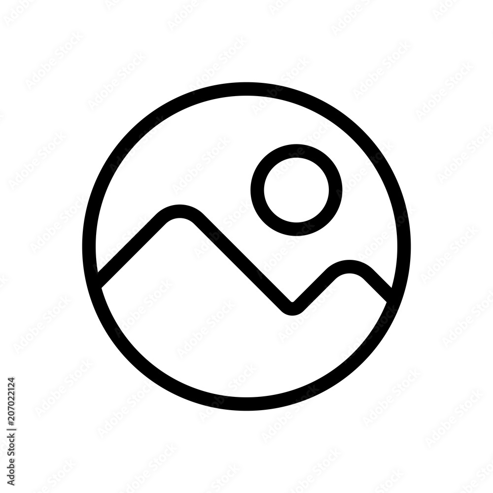 Simple picture icon. Linear symbol, thin outline