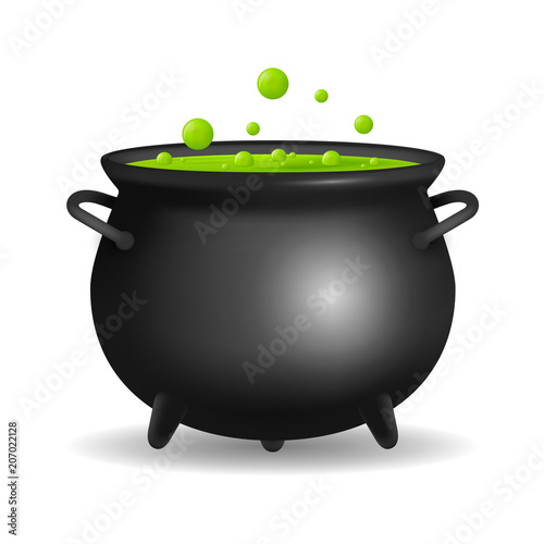 Realistic Detailed 3d Witch Cauldron. Vector