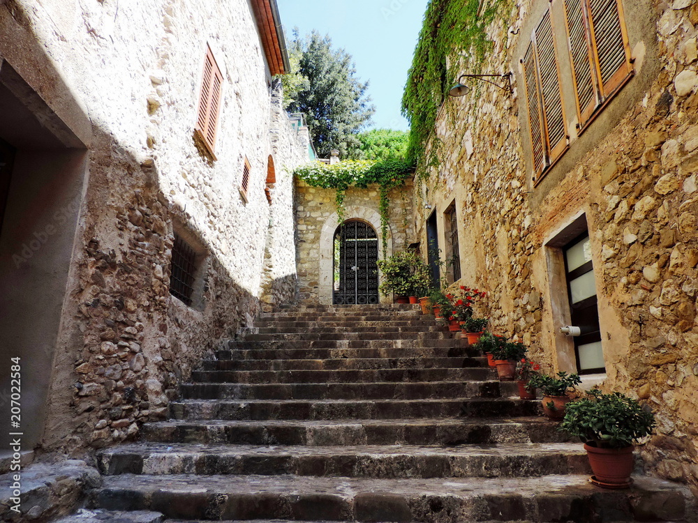 .stone staircase medieval village Besalu - Spain