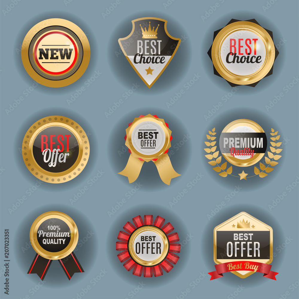 Set of vector badges shop product sale best price stickers and buy commerce advertising tag symbol discount promotion vector illustration.