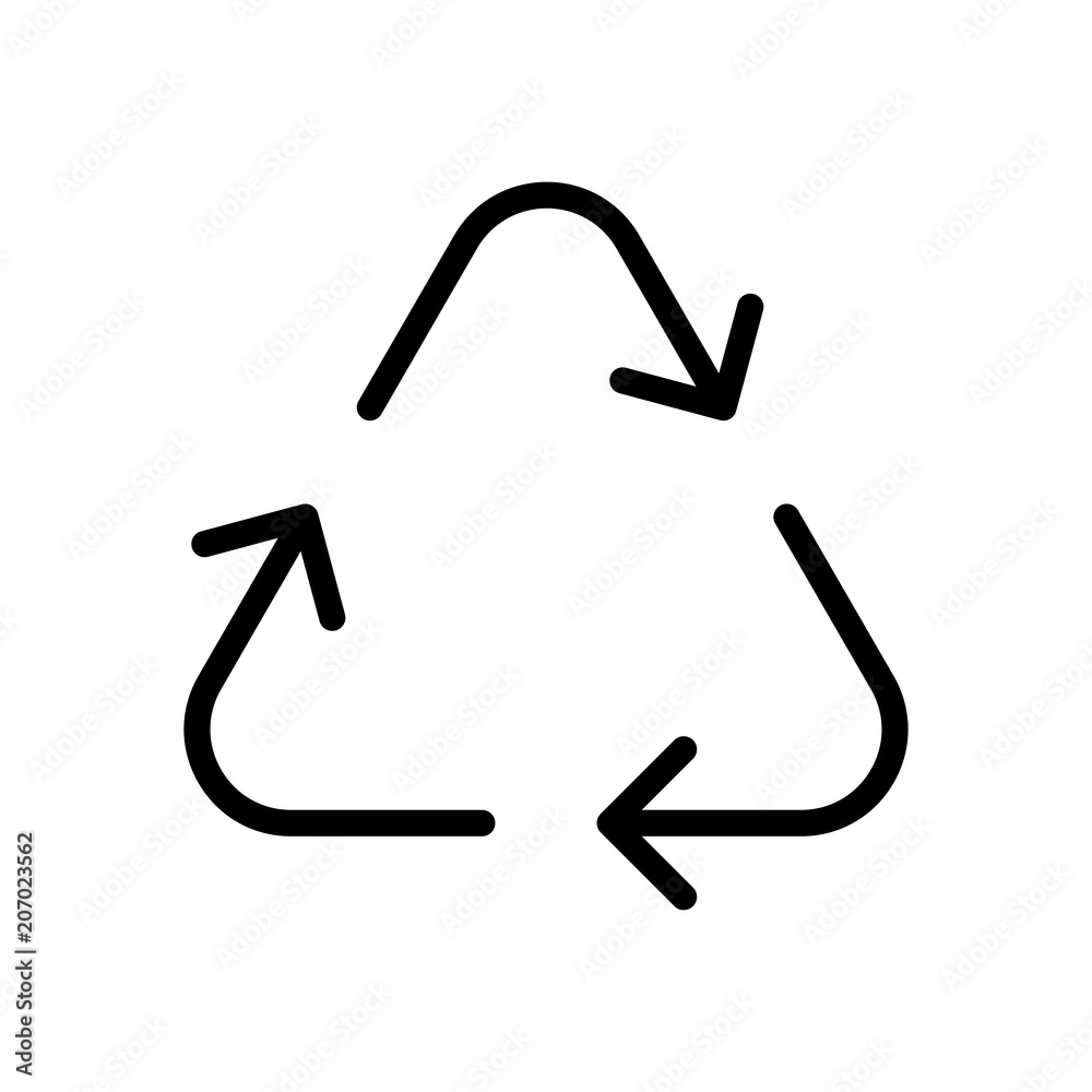 Recycle or reuse icon. Thin arrows, linear style Recycle or reuse icon. Thin arrows, linear style