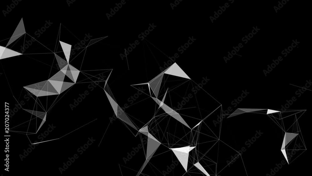 Digital technology motion background. 3D rendered abstract plexus geometry with lines and dots..Computer generated abstract technology background.