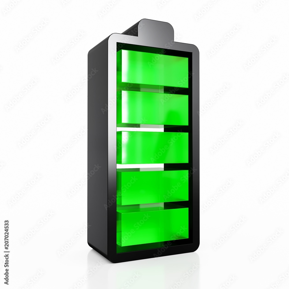 3d Green battery, full charge level