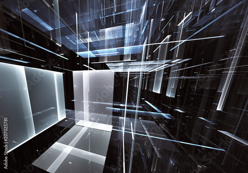 Fractal art - computer 3D image  technological background