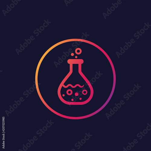 Chemistry, reaction in test tube, vector icon