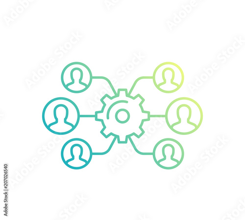 team interaction, HR, management linear icon on white