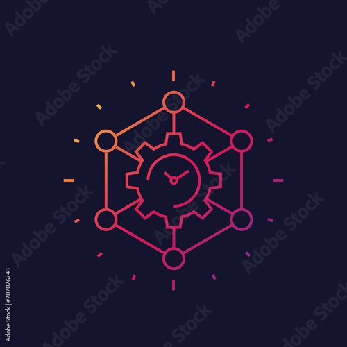 time management, business planning vector linear icon