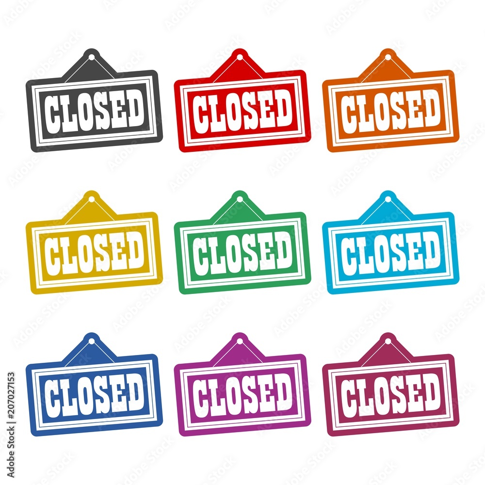 Closed Sign icon, color icons set
