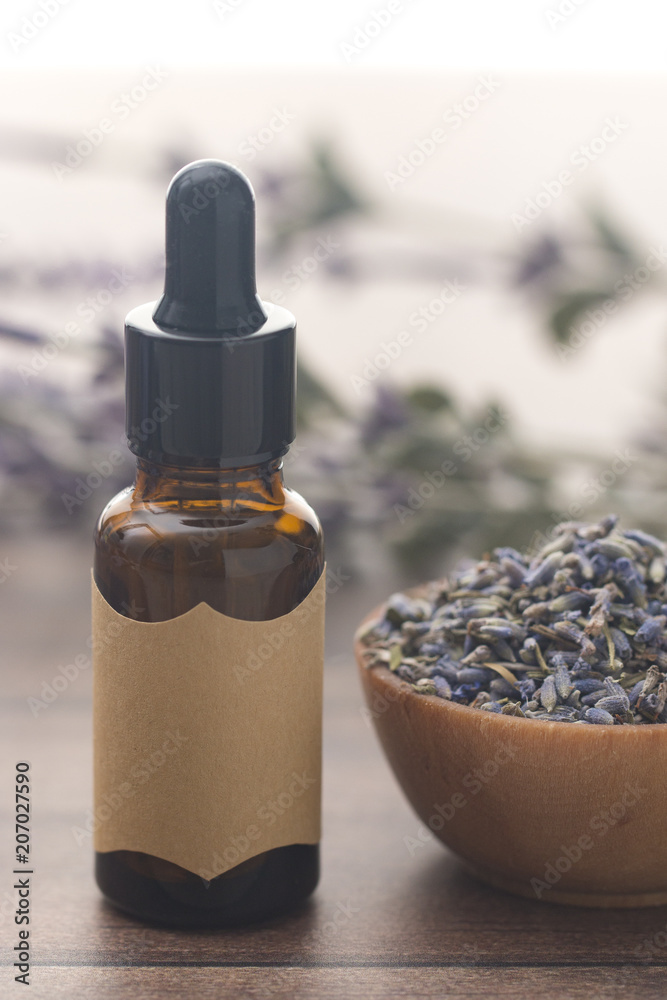 Lavender Essential Oil in a Plain Bottle Lavender Essential Oil in a Plain Bottle