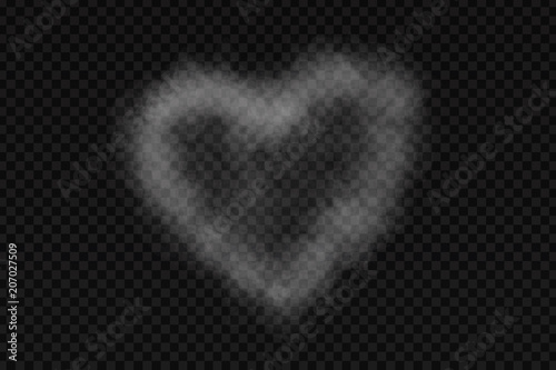 Vector realistic isolated smoke heart for decoration and covering on the transparent background.