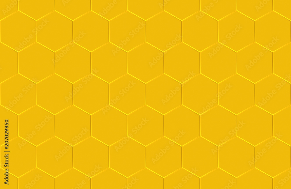 3d rendering. seamless Golden hexagonal wall background. 3d rendering. seamless Golden hexagonal wall background.
