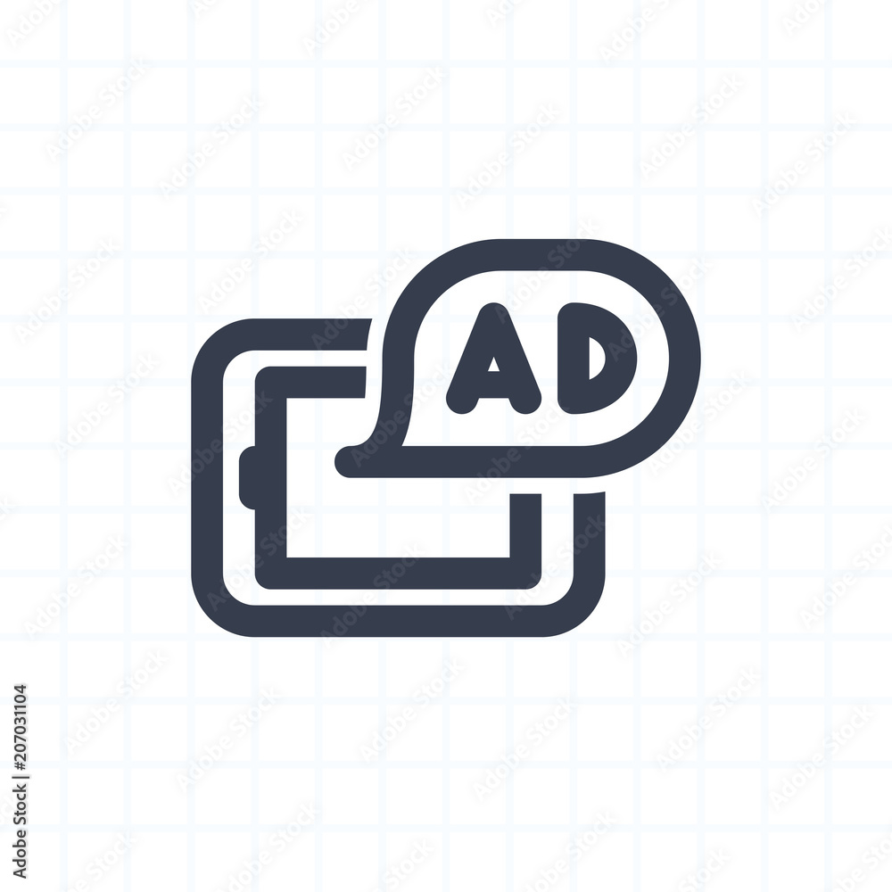 Ad On Tablet - String Icons. A professional, pixel-perfect icon. Ad On Tablet - String Icons. A professional, pixel-perfect icon.