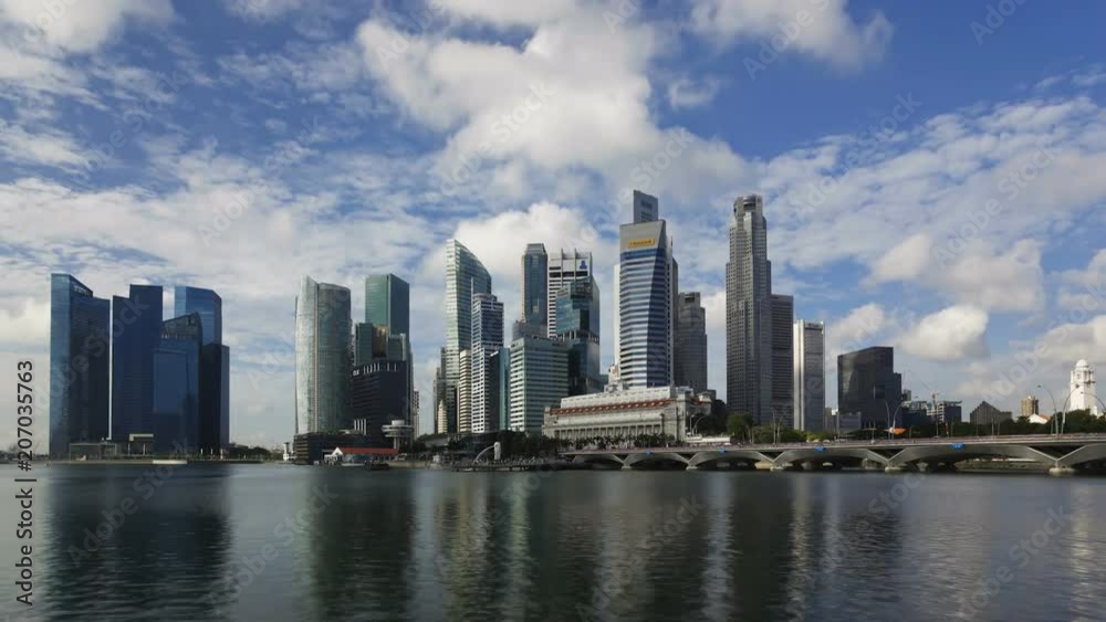 City Skyline, View across Marina Bay to the Financial and Business district of Singapore, South East Asia, Time lapse City Skyline, View across Marina Bay to the Financial and Business district of Singapore, South East Asia, Time lapse