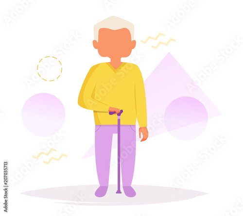 Grandfather with a cane Vector.