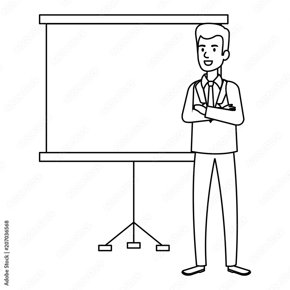 businessman with paperboard training avatar character vector illustration businessman with paperboard training avatar character vector illustration