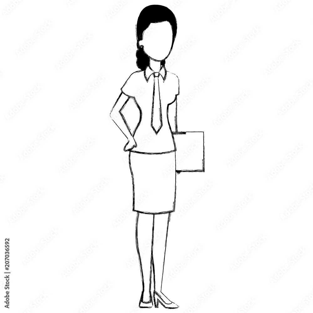 businesswoman with folder avatar character vector illustration design