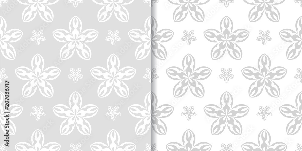 Light gray and white floral seamless ornaments Light gray and white floral seamless ornaments