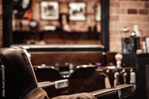 Barbershop chair and blurred background