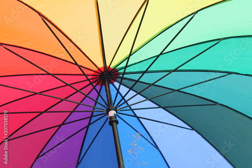 Colorful Rainbow Umbrella closeup view