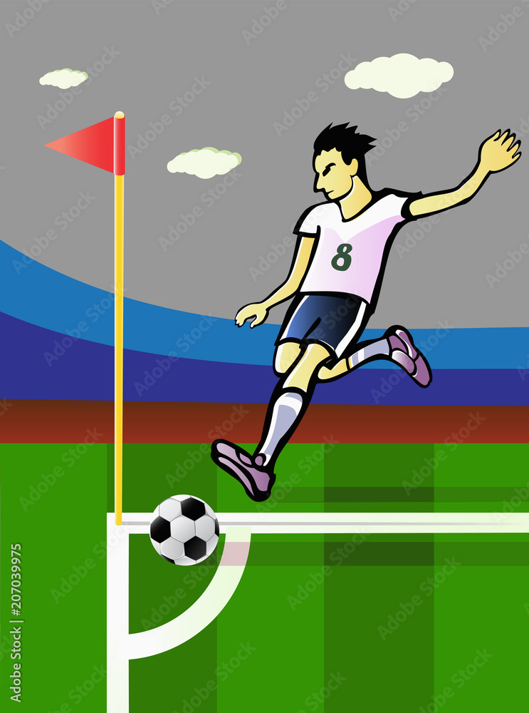 Obraz premium Soccer player punches the corner