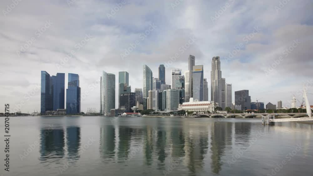 City Skyline, View across Marina Bay to the Financial and Business district of Singapore, South East Asia, Time lapse City Skyline, View across Marina Bay to the Financial and Business district of Singapore, South East Asia, Time lapse