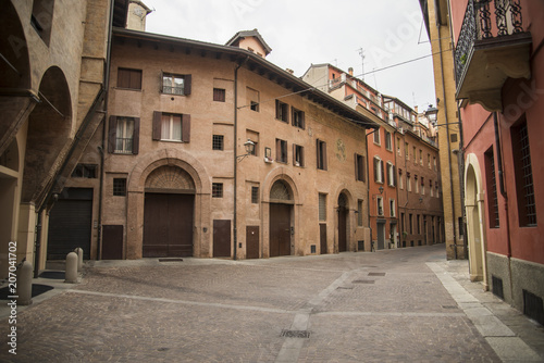 Medieval street portico in Bologna, Italy