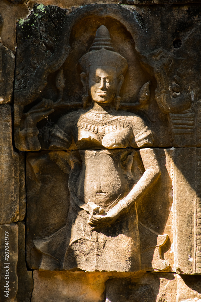 Woman Statue of Banteay Kdei Temple in Angkor Wat complex in Cambodia