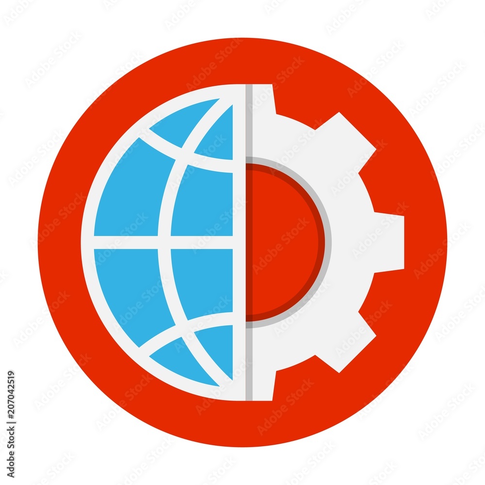 Globe and gear flat icon