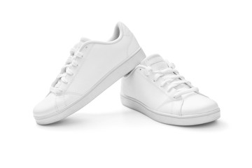 Full white sneakers on white background, including clipping path