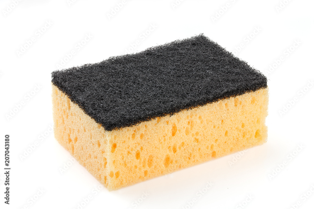 Yellow sponge for kitchen isolated on white background. Yellow sponge for kitchen isolated on white background.