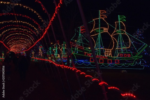 Christmas Lights in Duluth, Minnesota during the Winter Season on Lake Superior Shores © Jacob