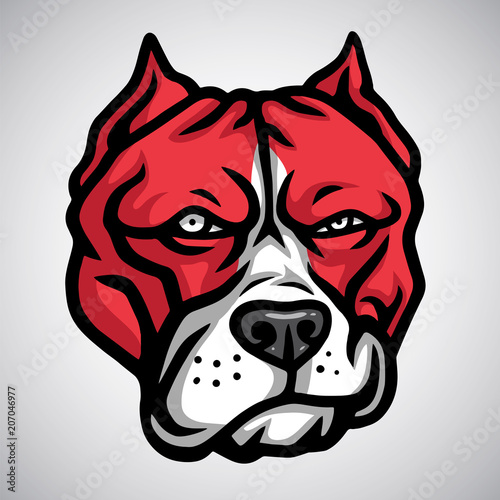 Red Pitbull Mascot Smirking. Vector Logo Template